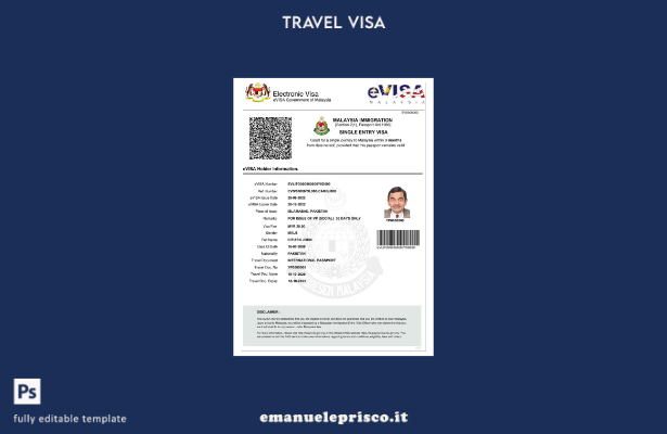 modello di visto elettronico per Malesia in stile verificato